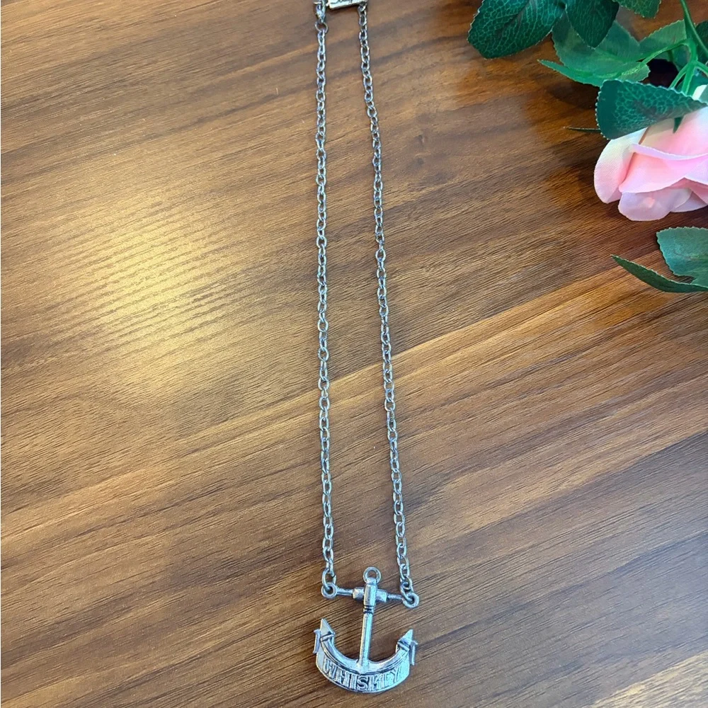 Sourpuss Clothing Silver Anchor Whiskey Necklace